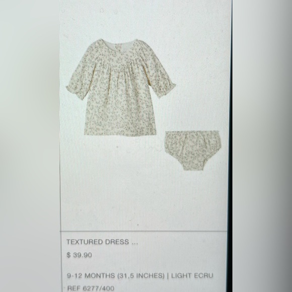 NWOT Zara textured floral dress 9-12Months - Picture 4 of 5